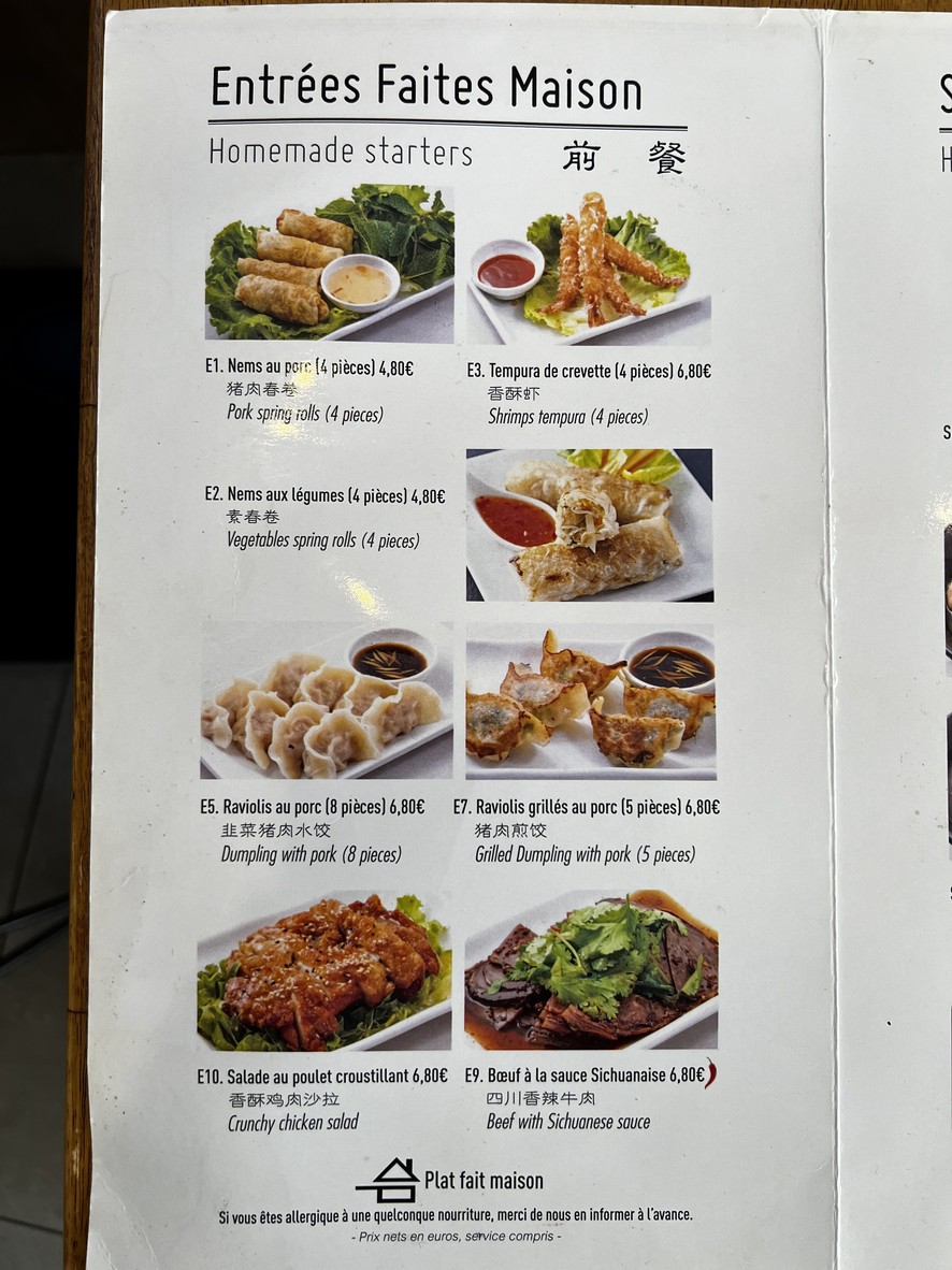 Délices Lepic menu 1