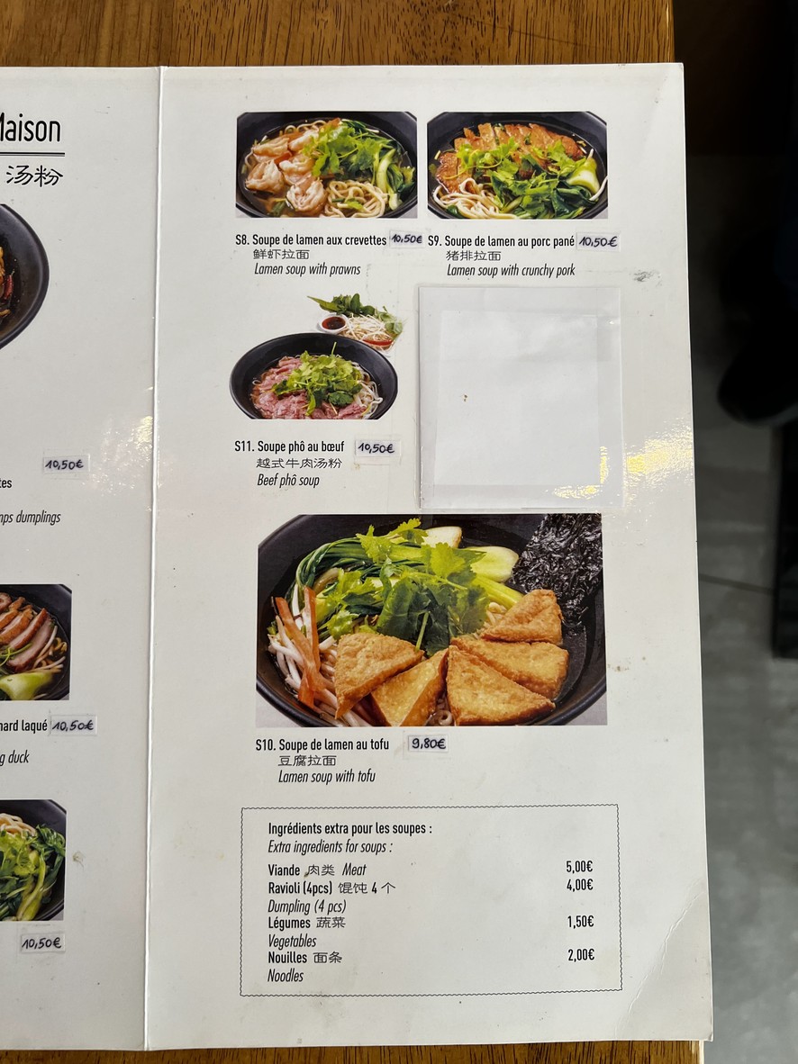 Délices Lepic menu 3