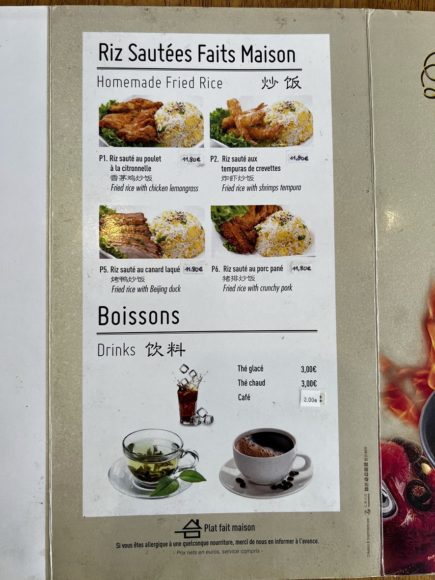 Délices Lepic menu 5