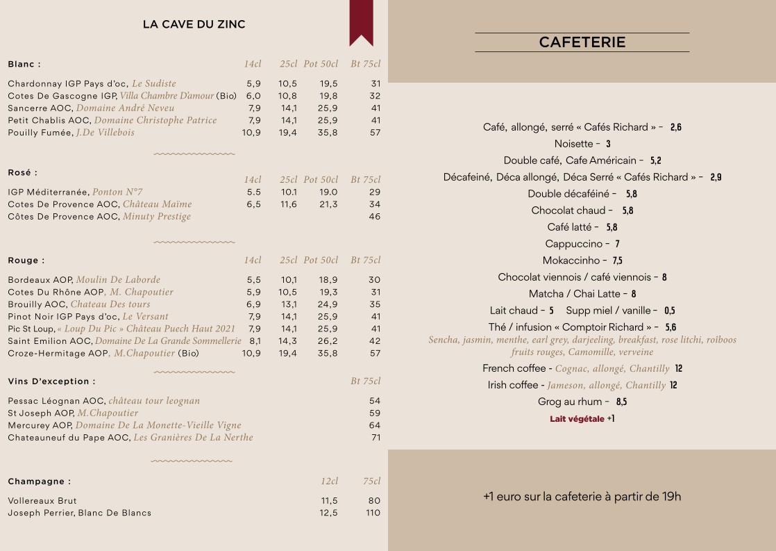 BRASSERIE LE ZINC menu 3