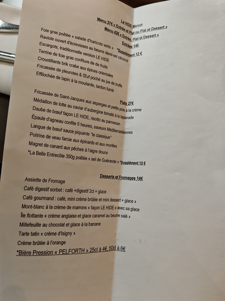 LE HIDE menu 2