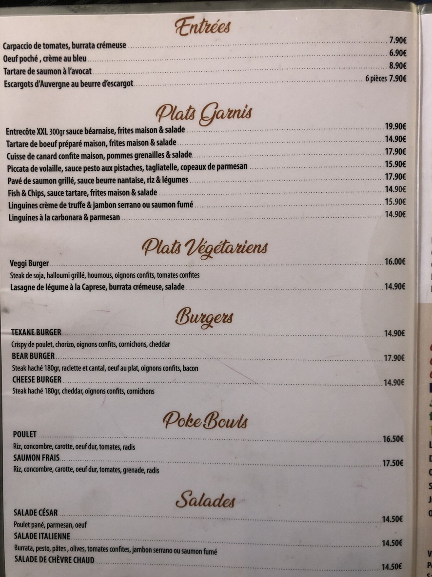 Bear Café menu 2