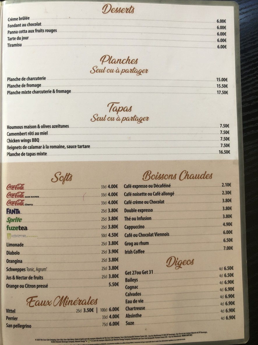 Bear Café menu 4