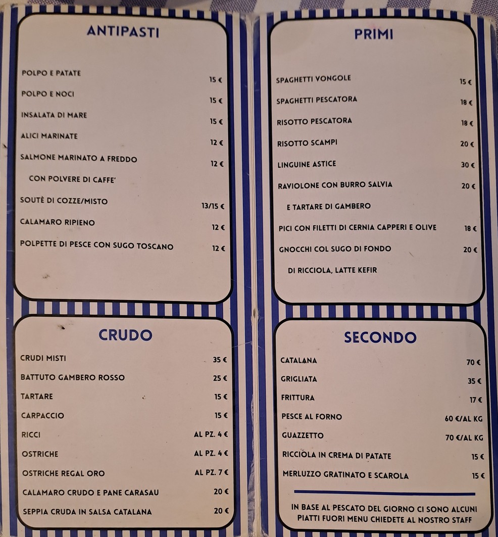 Nerone Pesce menu 2