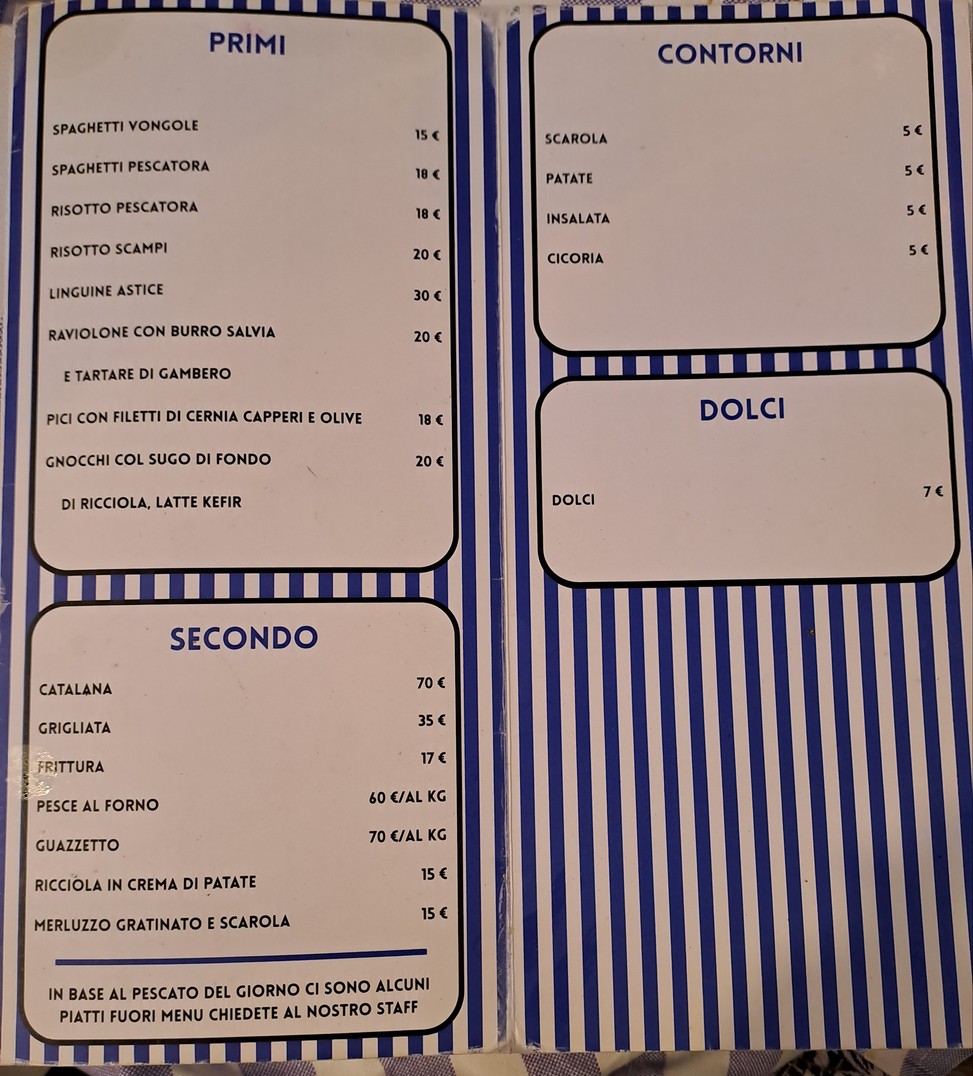 Nerone Pesce menu 3