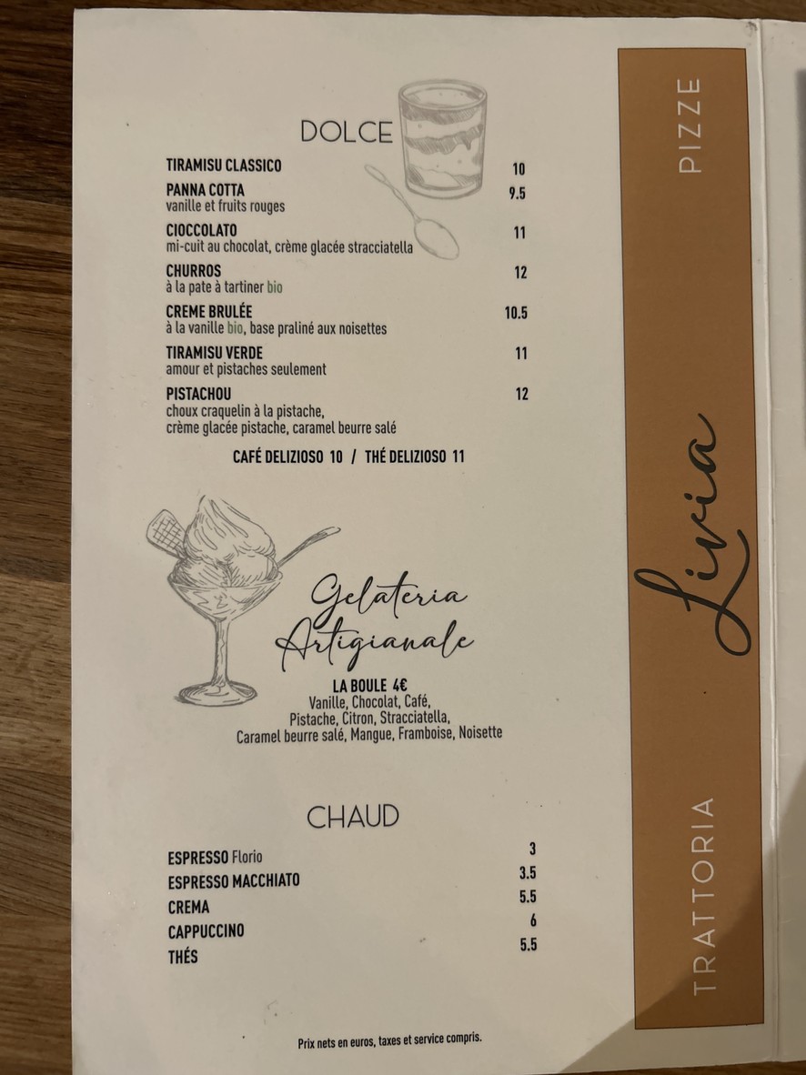 Livia Trattoria menu 3