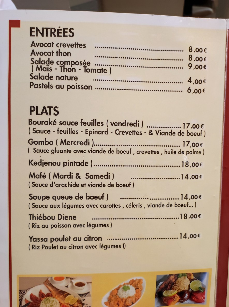 Le Fouta Djalon menu 1