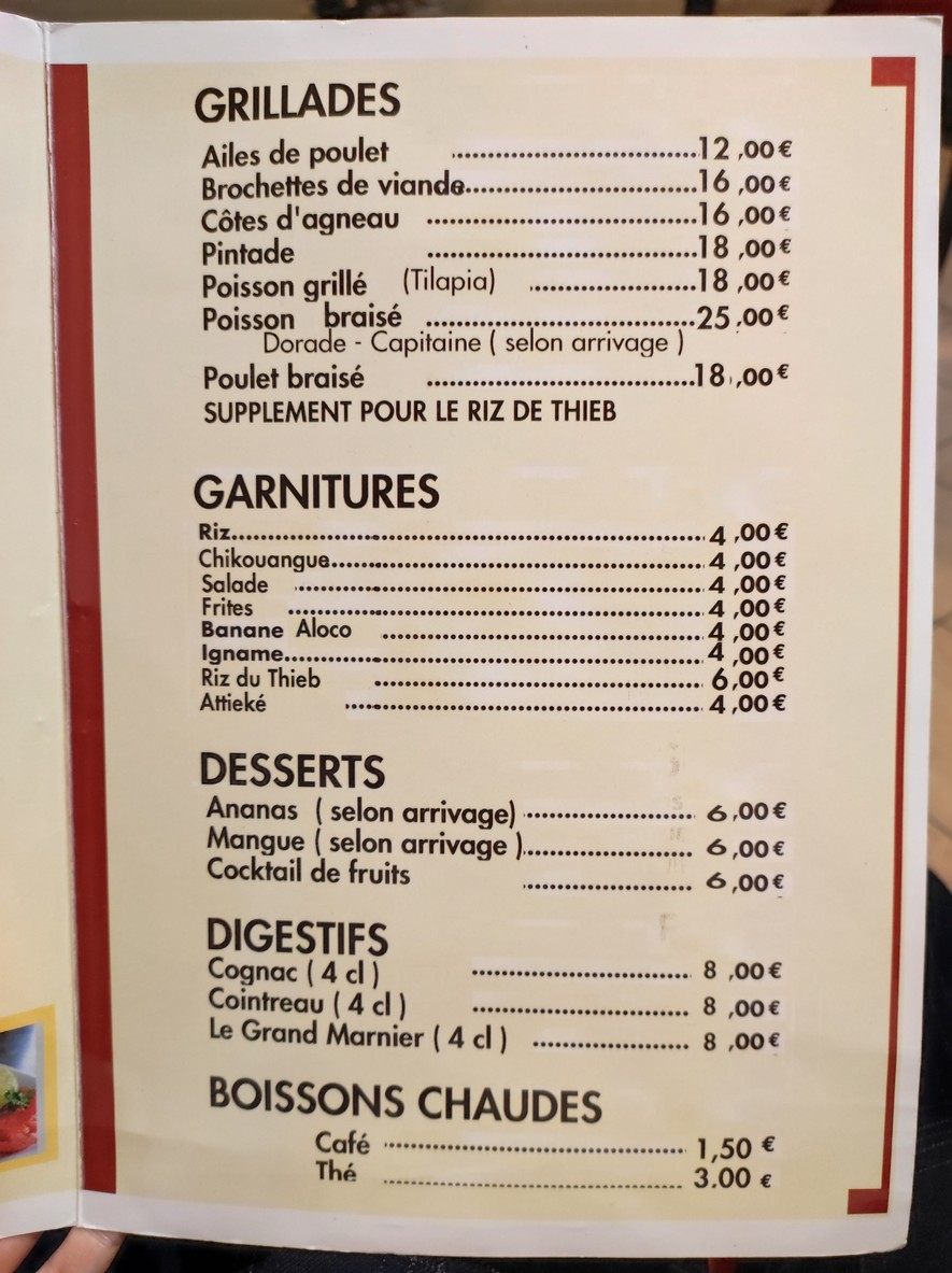 Le Fouta Djalon menu 2