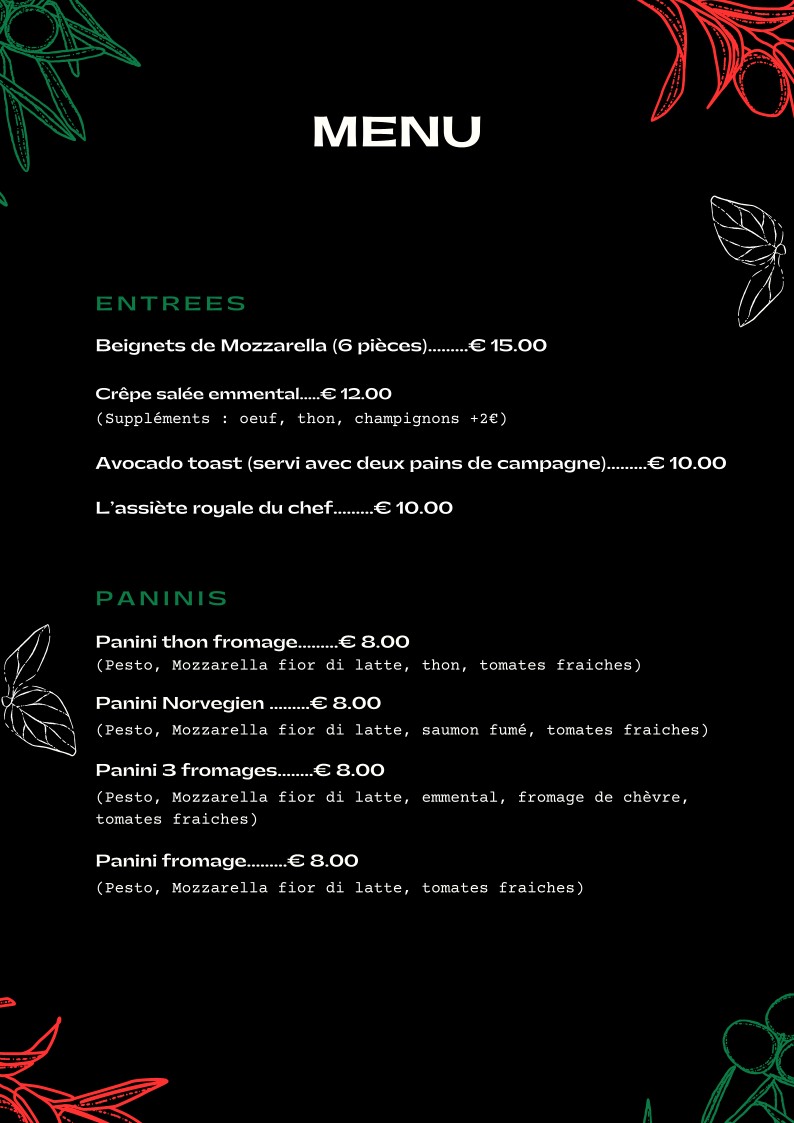 Napoliben menu 1
