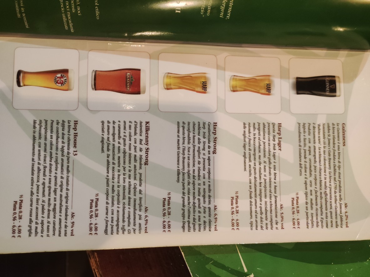 Hartigan's Irish menu 5