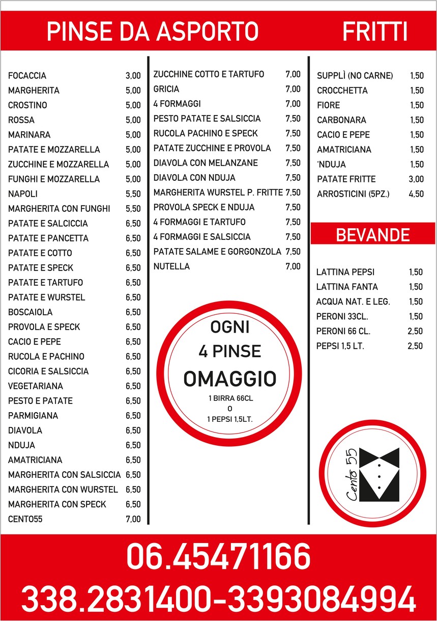 Cento55 Pinsa Romana menu 3