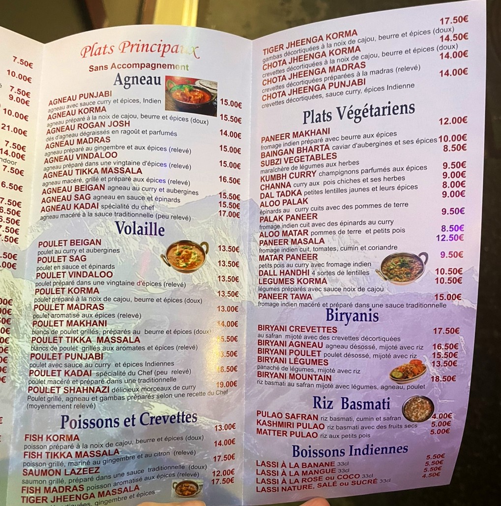 Mountain menu 2