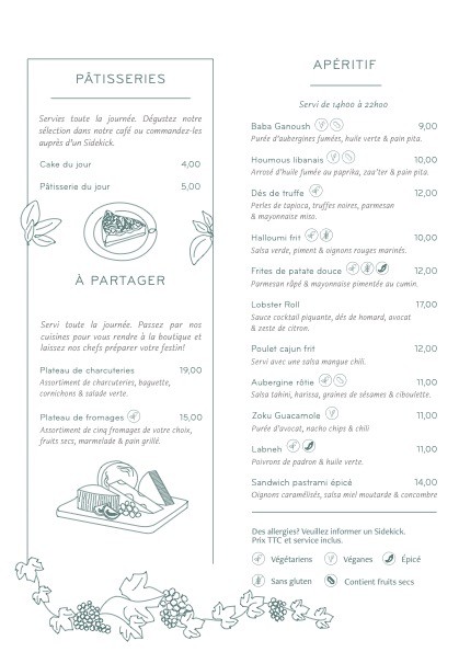 The Living Kitchen: Rooftop Restaurant and Bar by Zoku Paris menu 1