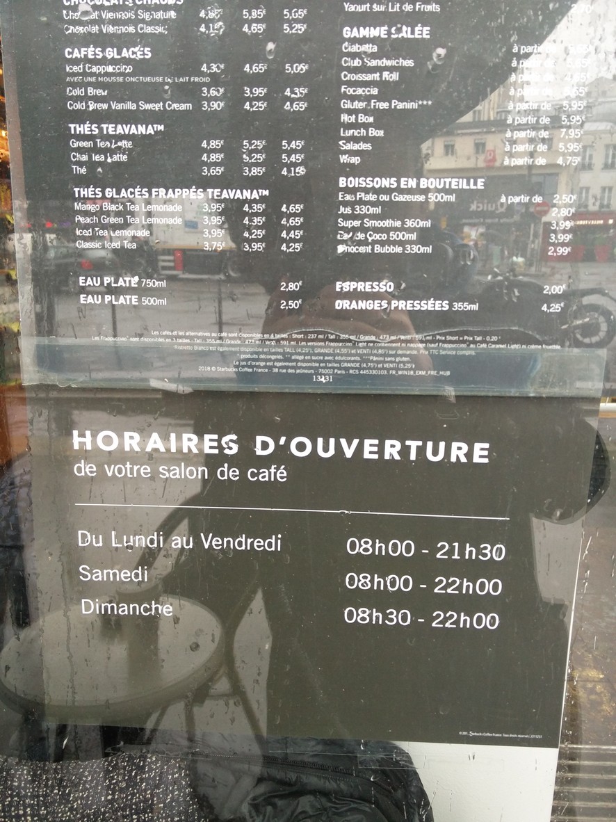 Starbucks menu 2