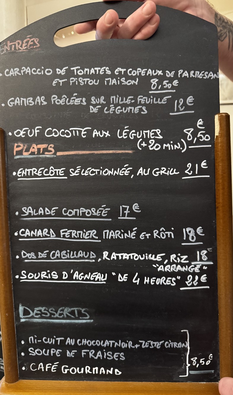 Le Paradis des Amis menu 1