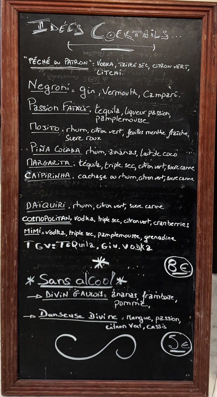 Le Paradis des Amis menu 2