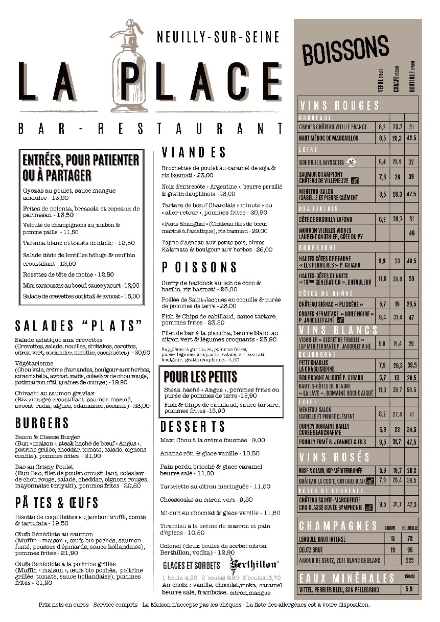 La Place - Bar Restaurant menu 1