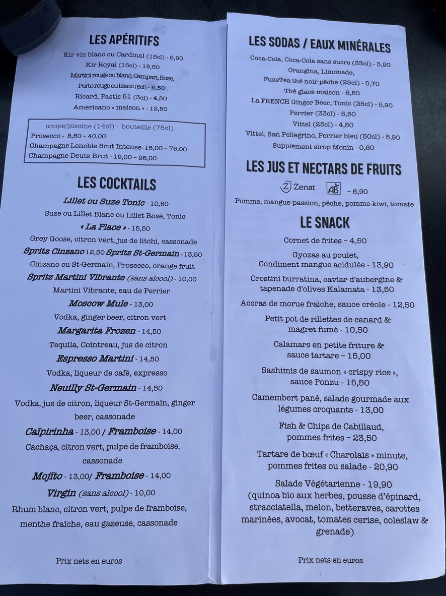 La Place - Bar Restaurant menu 2