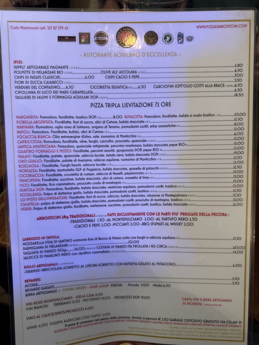 Pizza e Arrosticini menu 3