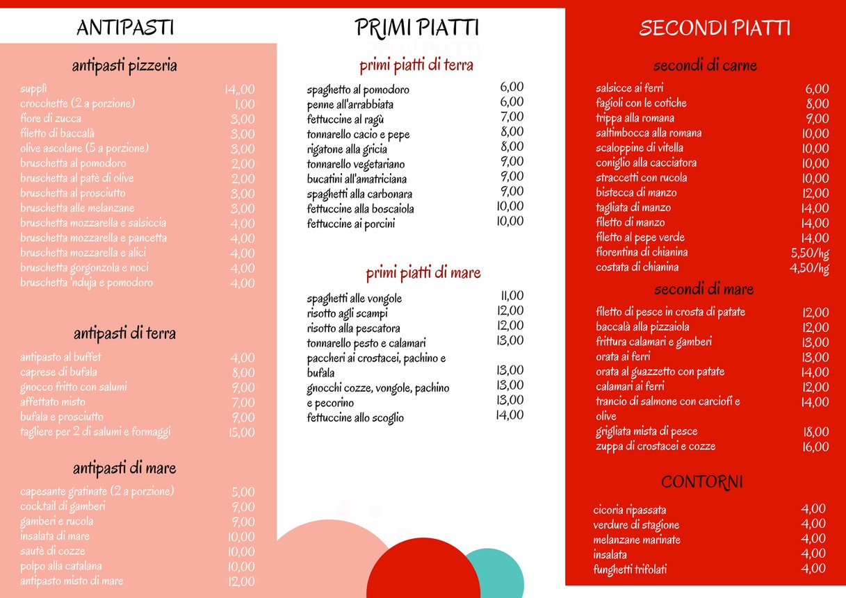 Da Caporale menu 1