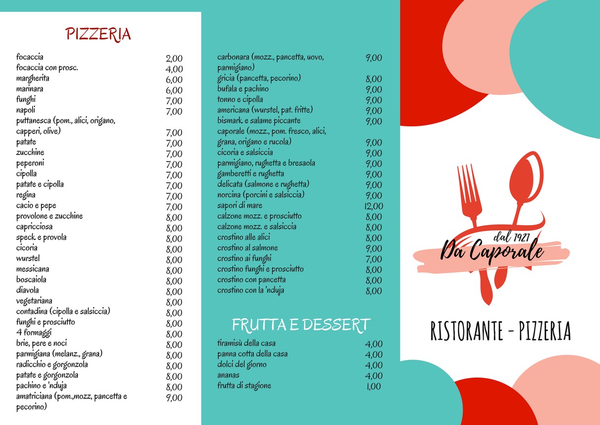 Da Caporale menu 2