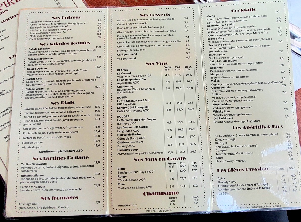 Café de l'Empire menu 2