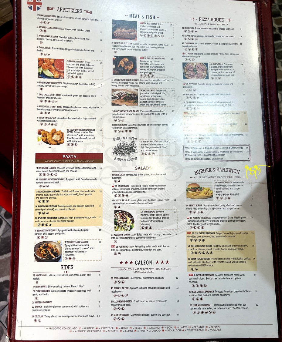 Cafe Washington menu 1