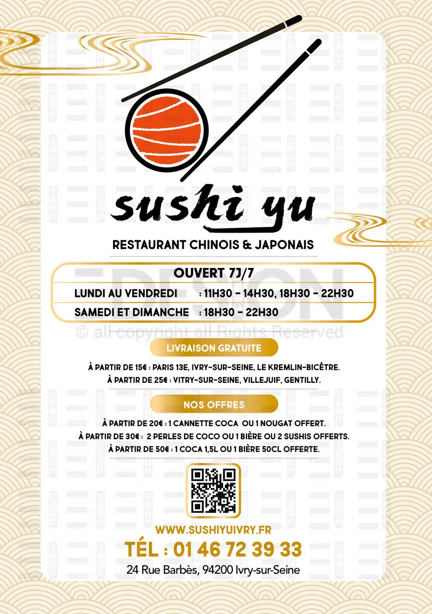 Sushi Yu menu 1