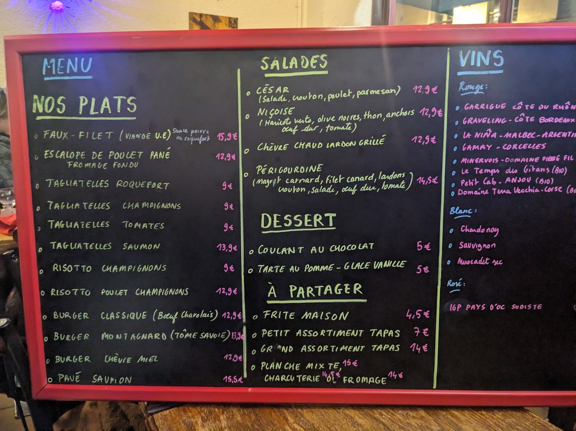 Le Papagallo menu 1
