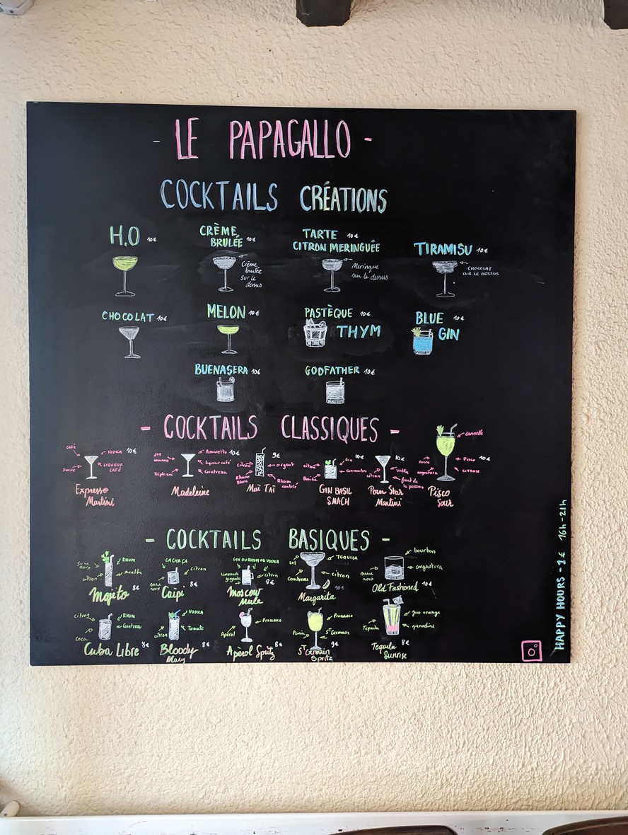 Le Papagallo menu 2
