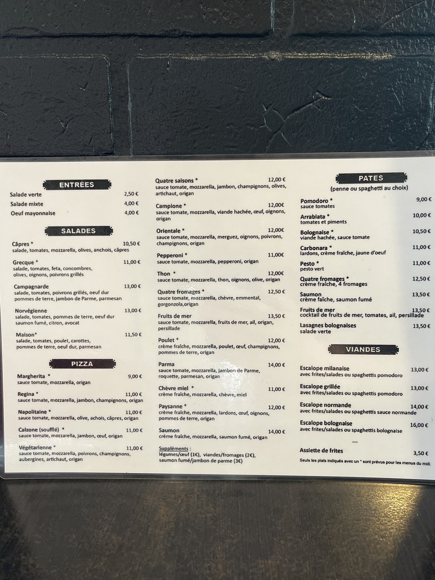 La Regina menu 1