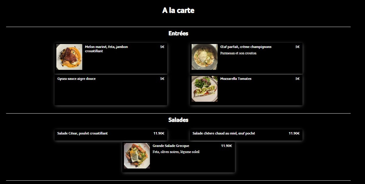 Le Conservatoire menu 1