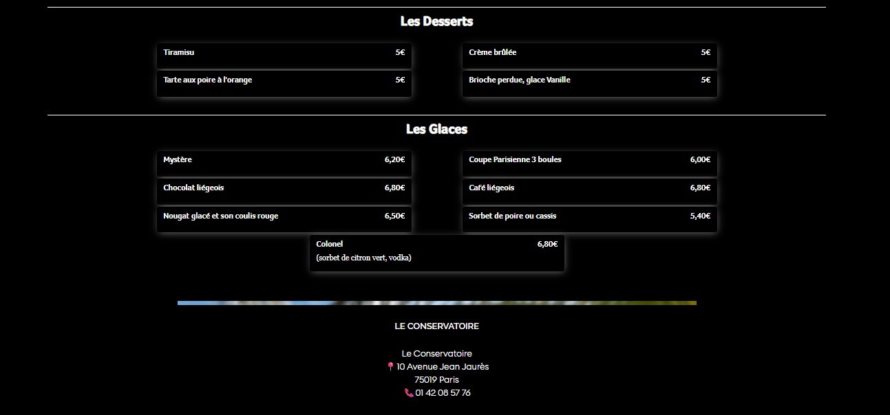 Le Conservatoire menu 3