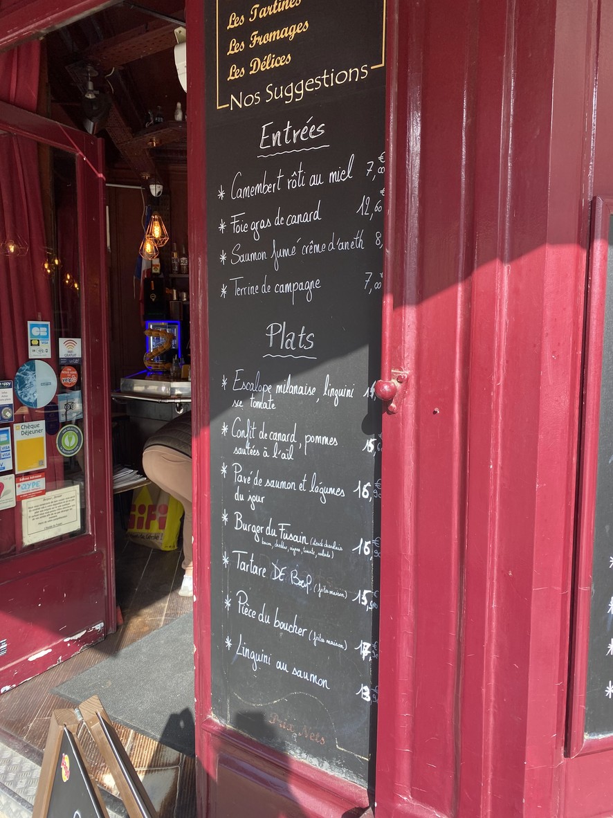 Café Fusain menu 1