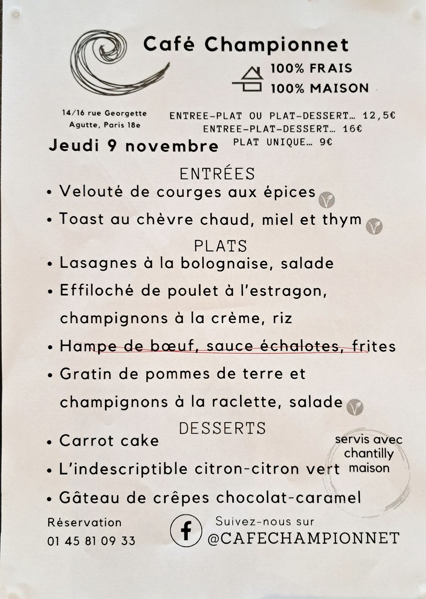 Café Championnet menu 2