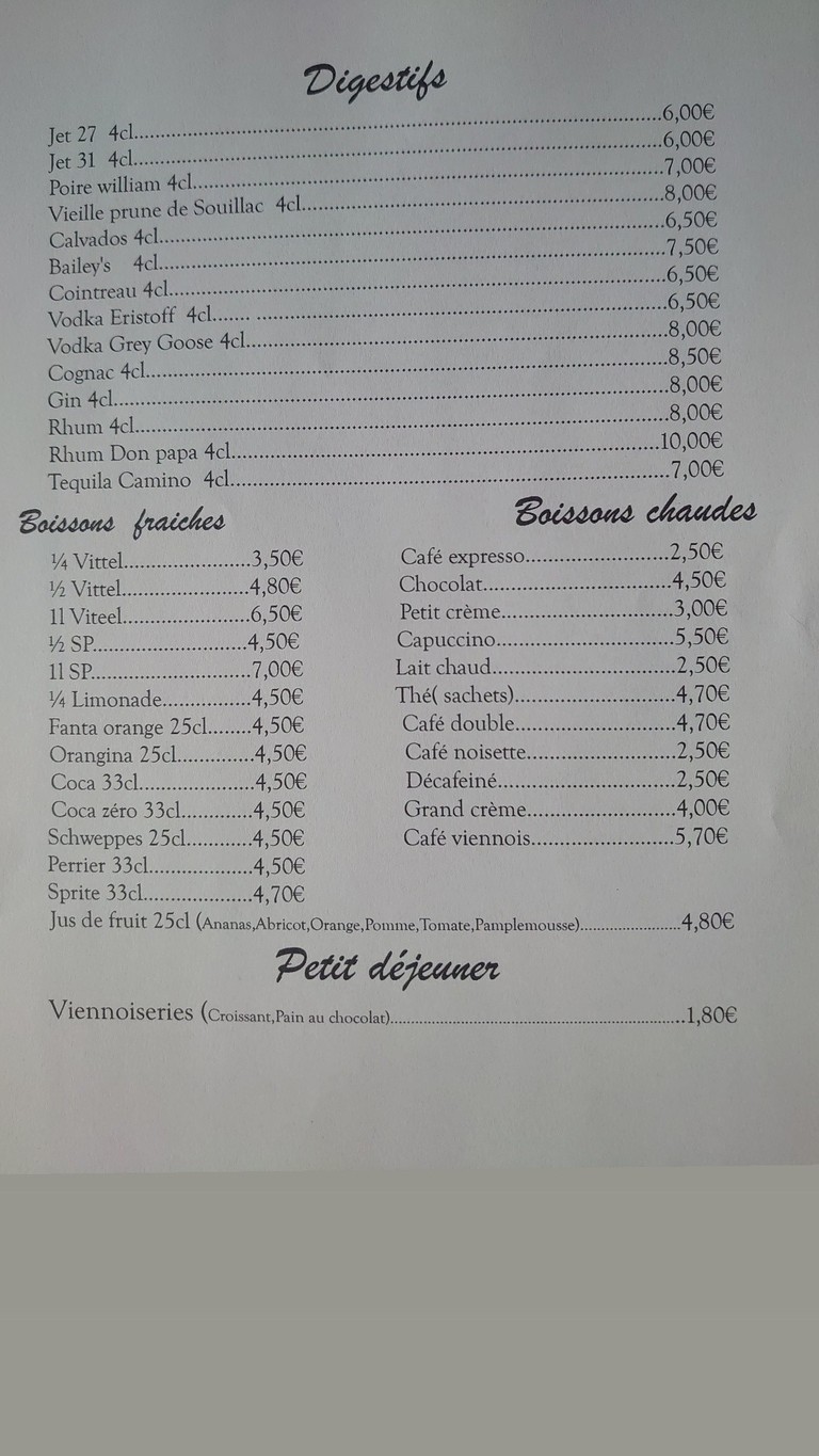 L' Esprit de Famille menu 4