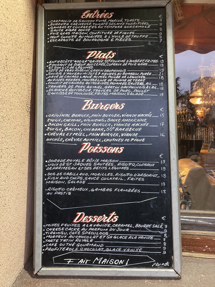 Le Chat Blanc menu 1