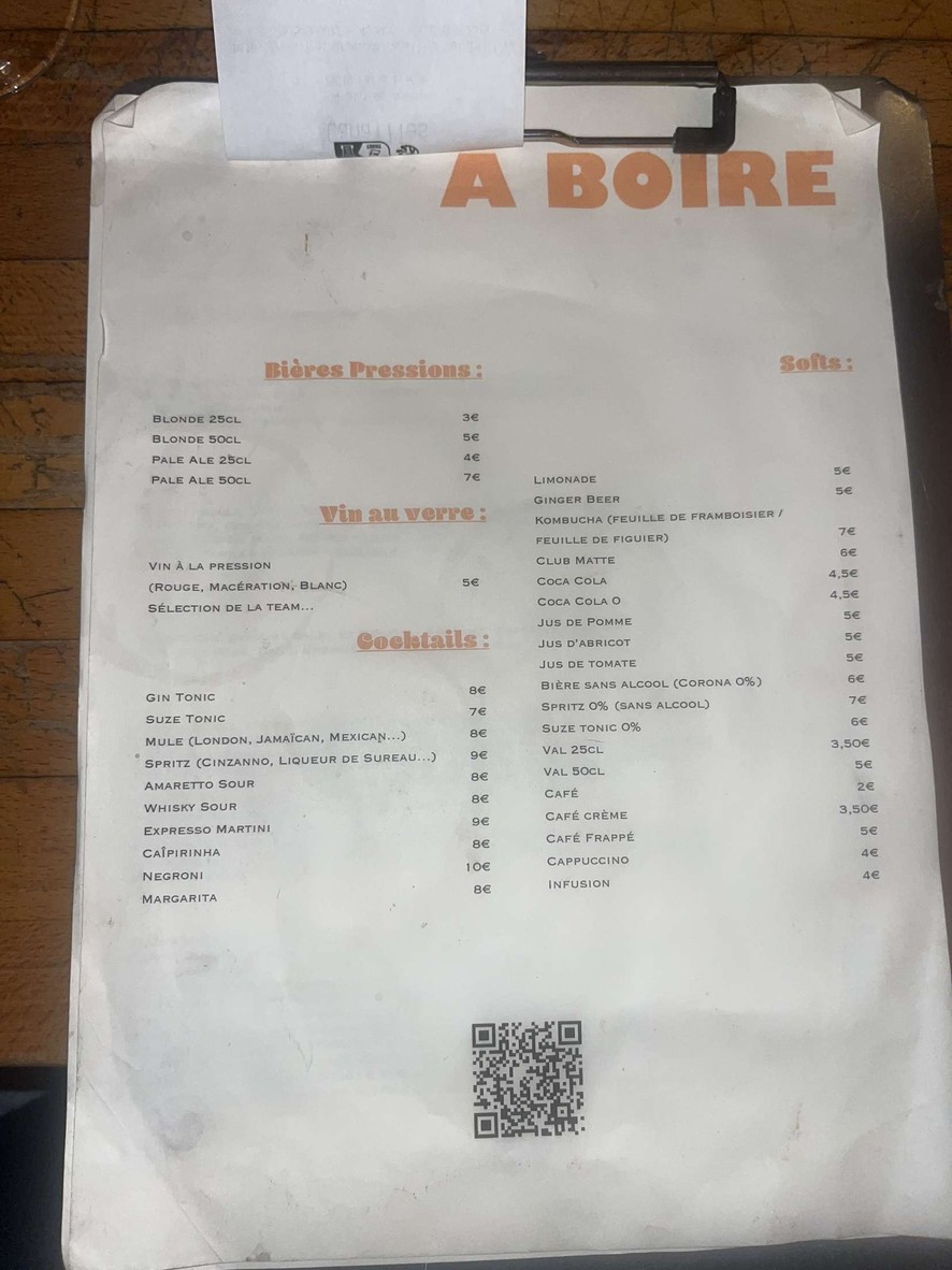 Canailles menu 2