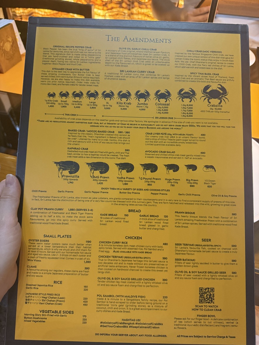 Ministry of Crab Bangkok menu 1