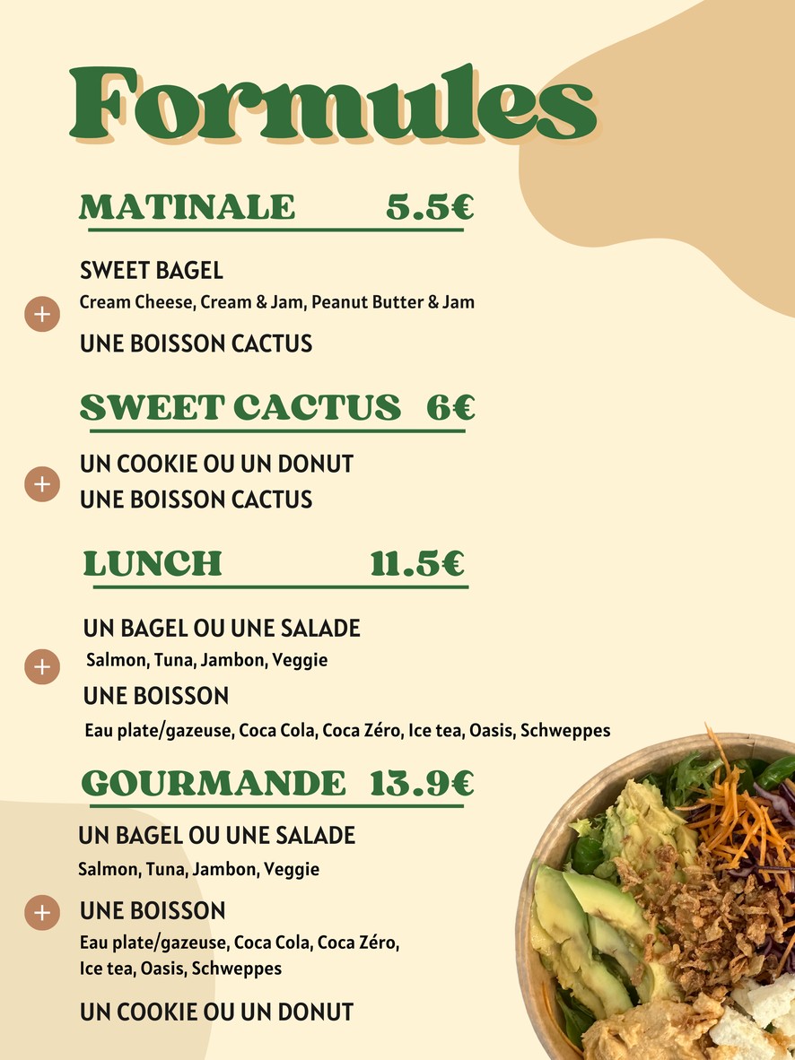 Cactus - Coffee, Lunch & Brunch - Paris 17 menu 1