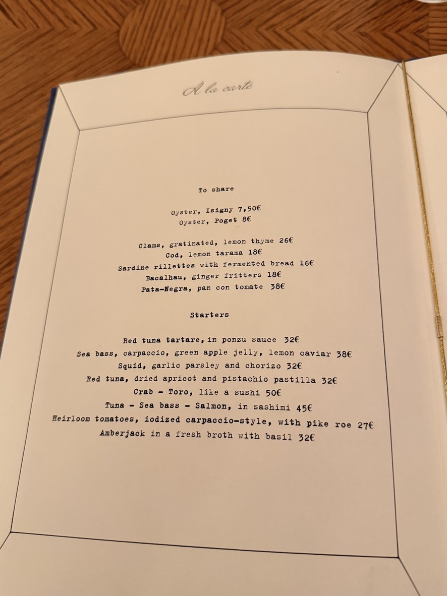 Restaurant Divellec menu 1