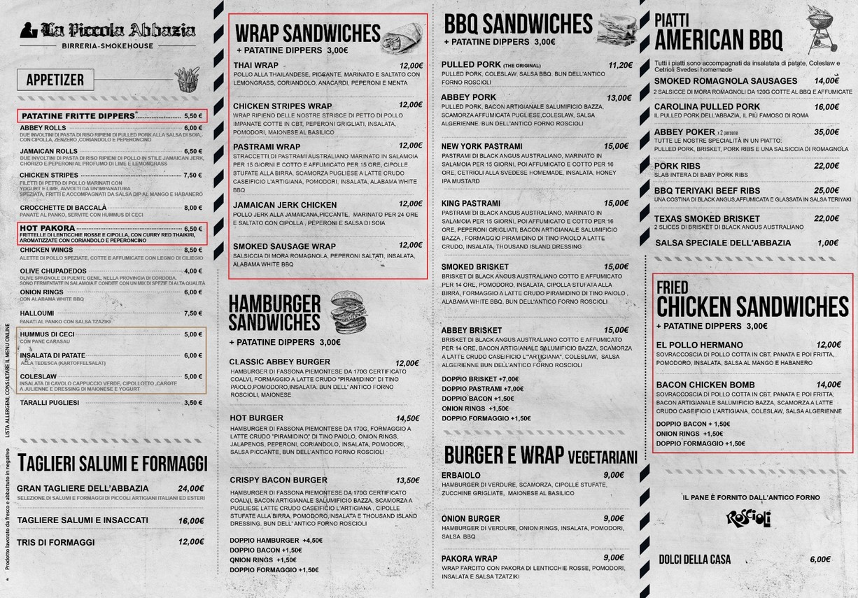 La Piccola Abbazia menu 1