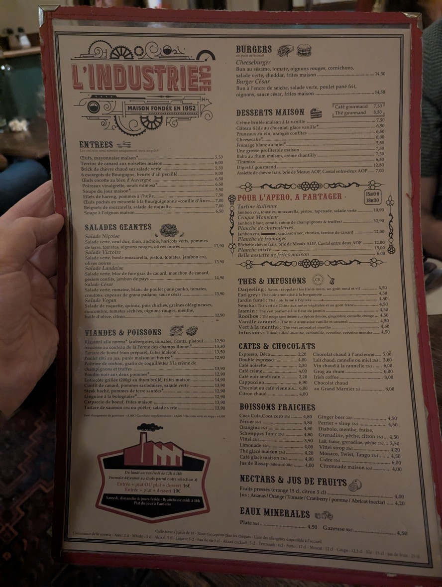 Café de l'Industrie menu 1