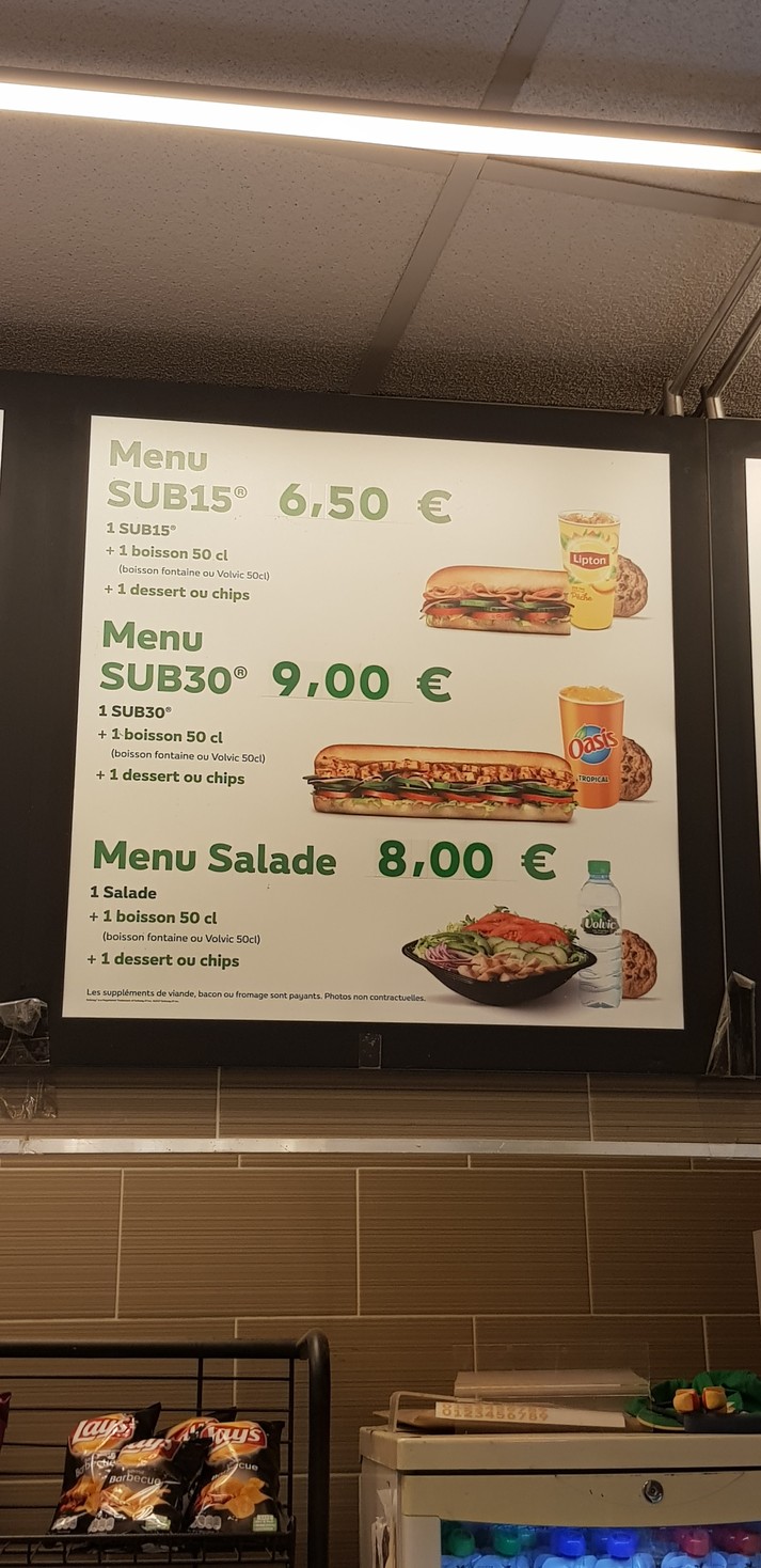 Subway menu 3
