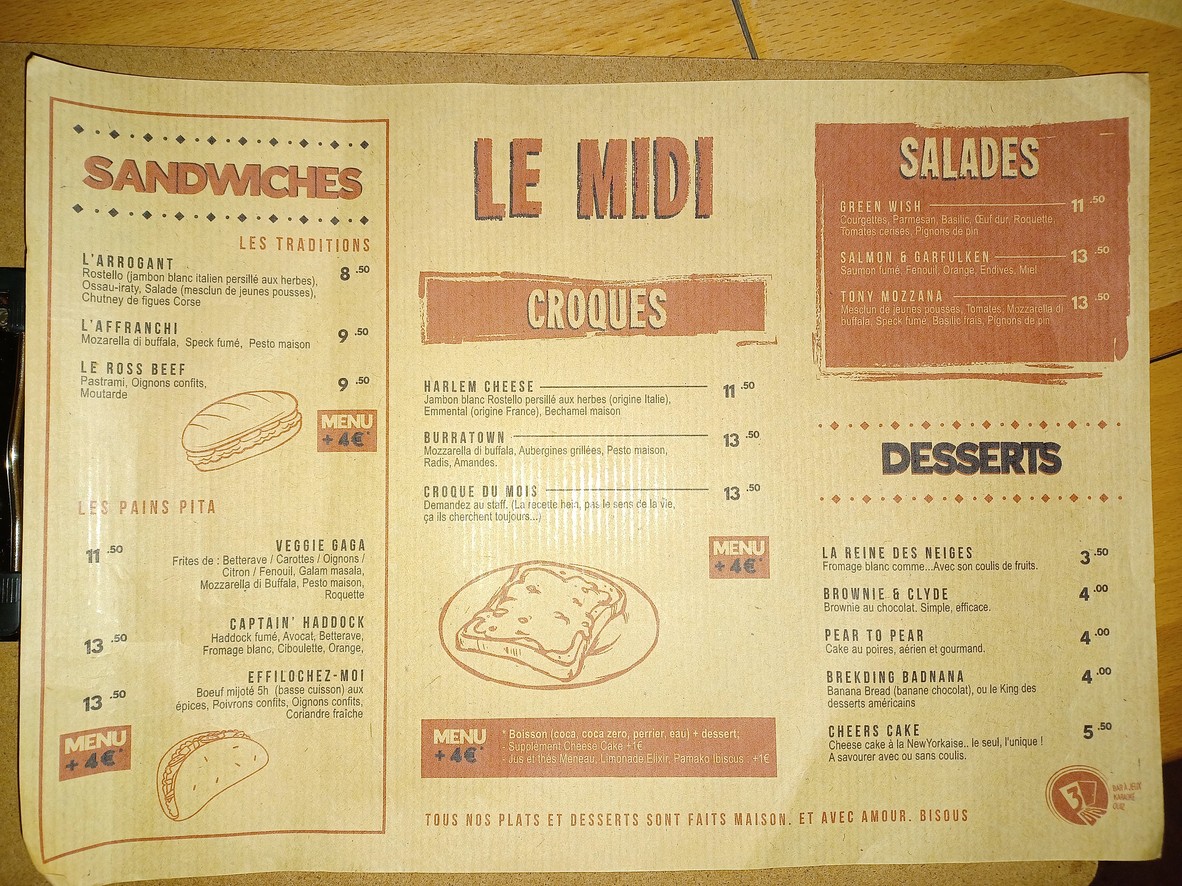 Le 3Bis menu 1