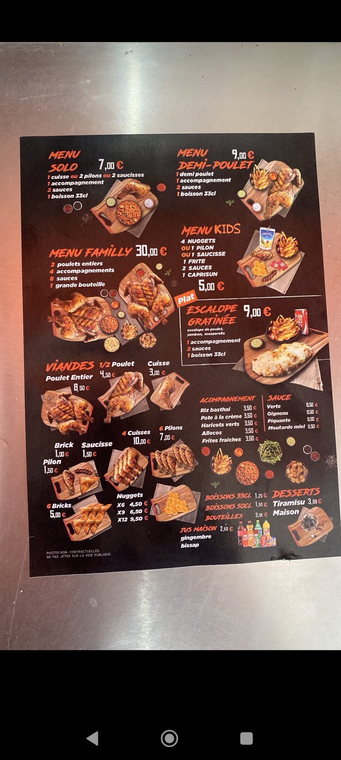 Chicken Addict ( certifié Achahada) menu 2