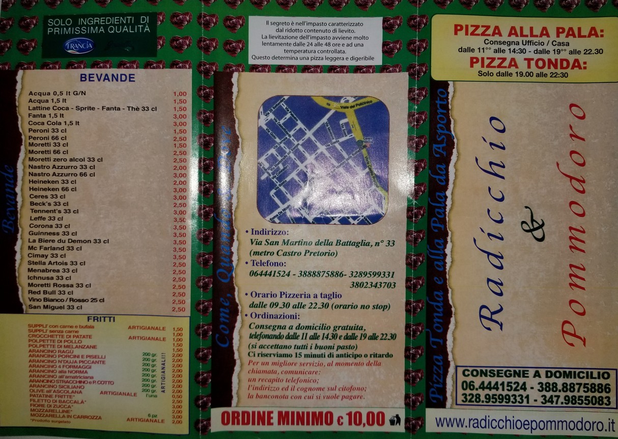 Radicchio & Pommodoro menu 1
