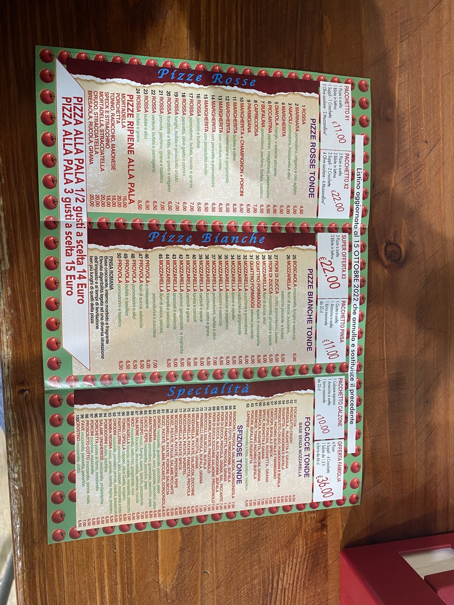 Radicchio & Pommodoro menu 3