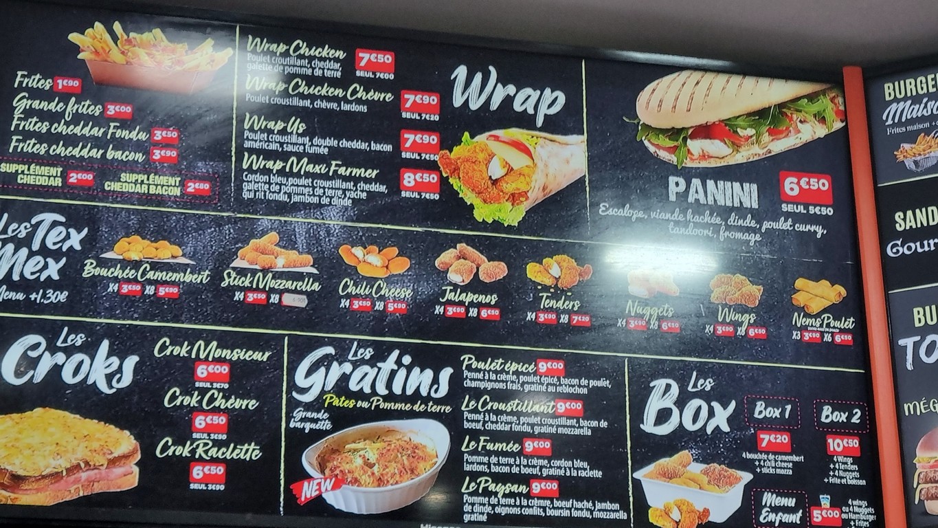 Planet's burger menu 1