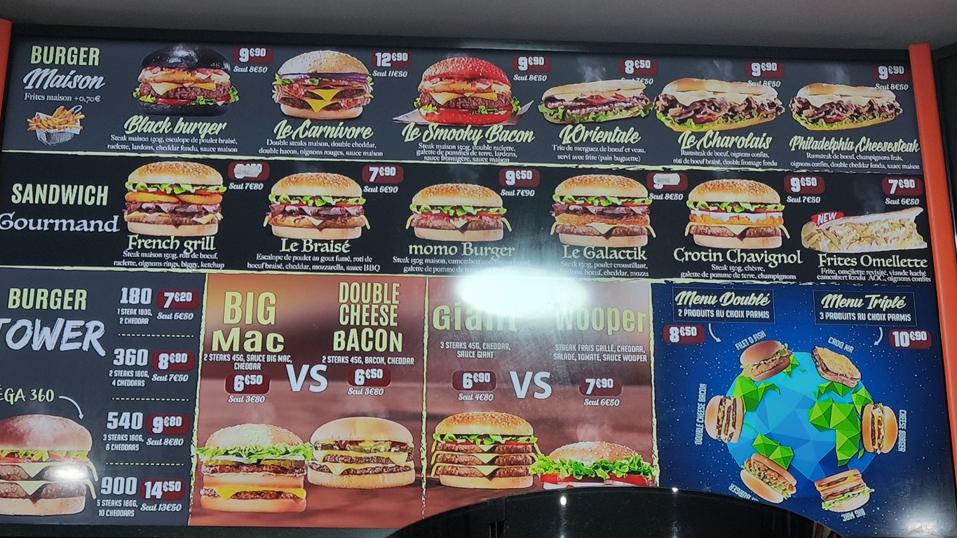 Planet's burger menu 2